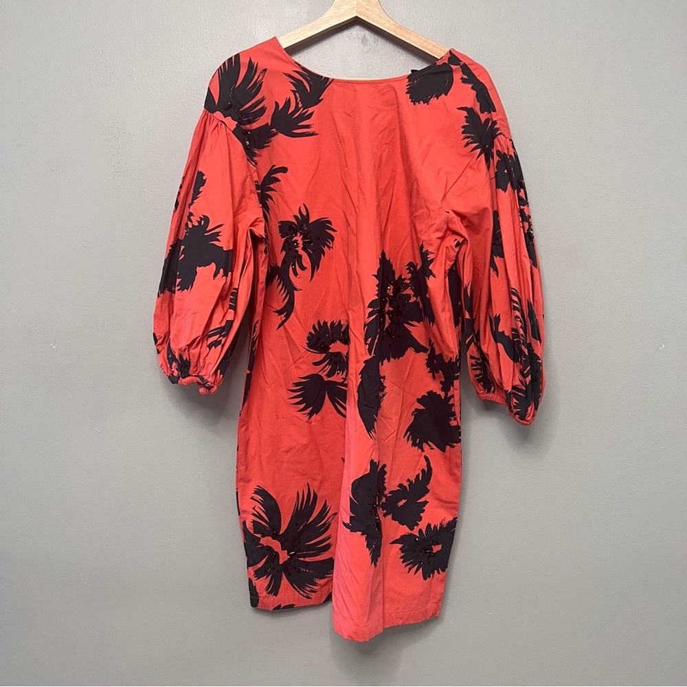 Anthropologie ATSU Black & Red Floral Print Dress Size Medium